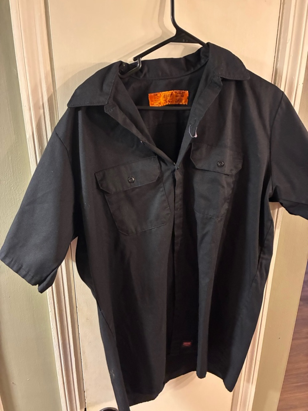 Men’s Large Red Kap Black Button Down Short Sleeve Work Shirt